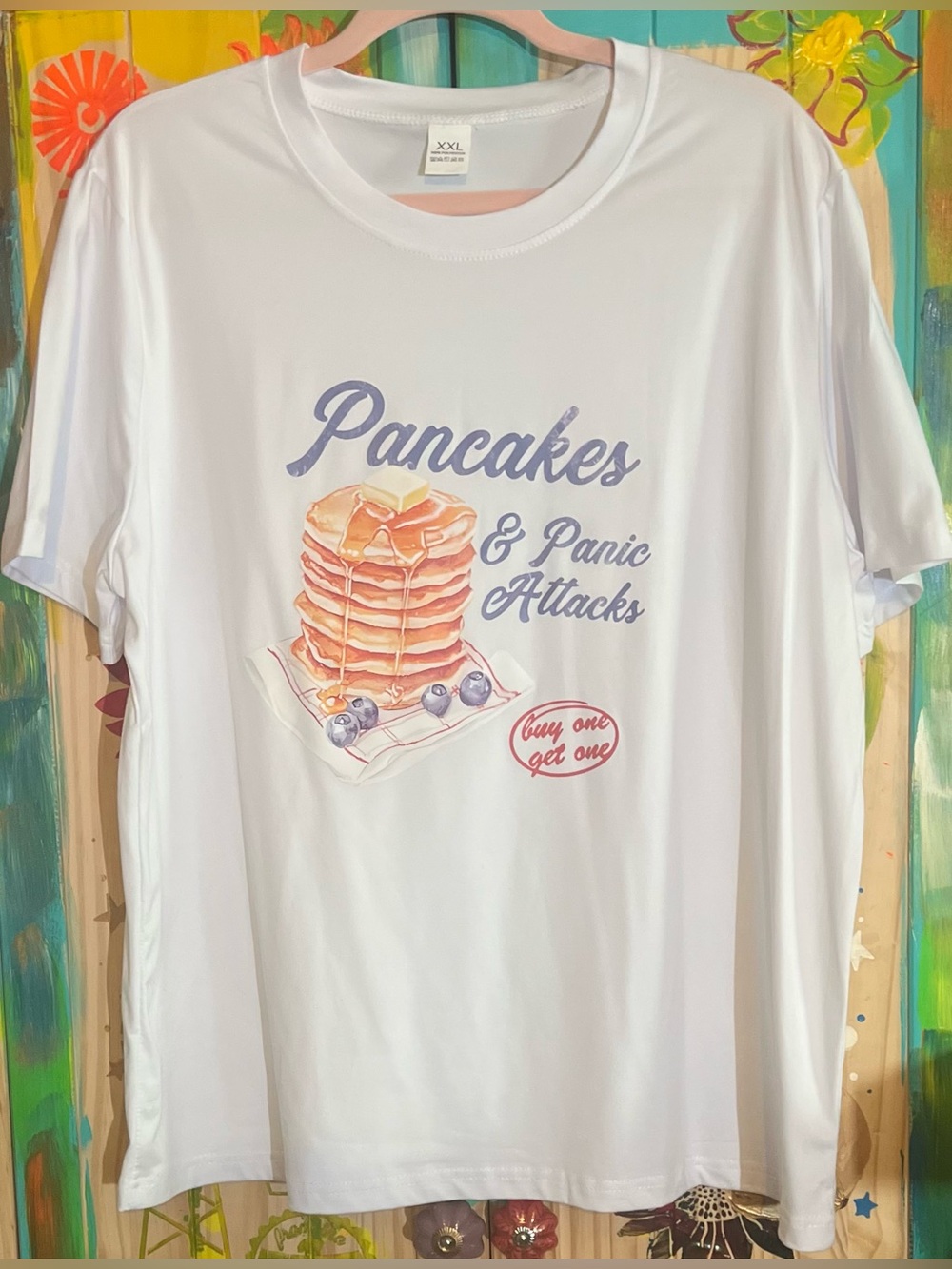 Pancakes & Panic Attacks Graphic Tee - White